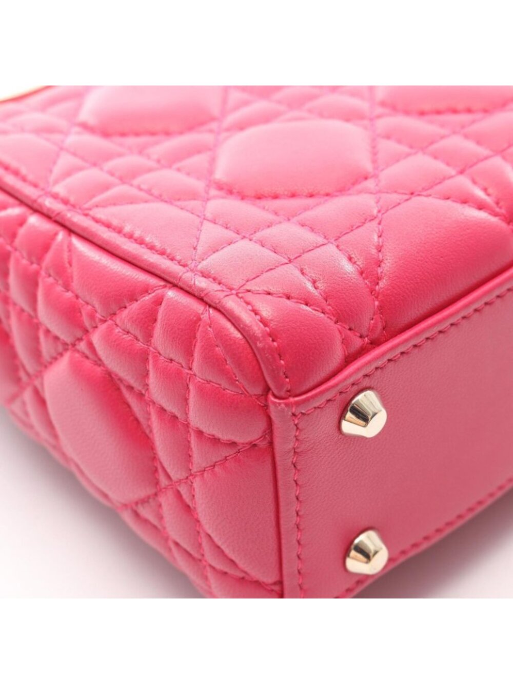 Dior Handbag Lady Dior Mini Cannage 2-Way Magenta Leather Lady Dior Tote - Picture 8 of 15